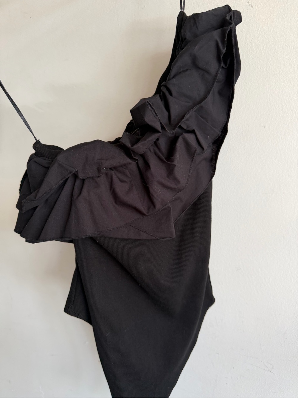 Zara Black Ruffle One-Shoulder Camisole